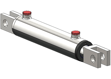 Forked clevis mounted hydraulic cylinder